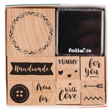 Holzstempel-Set 13 Teile, HANDMADE