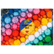 Pompons Mix Box Jumbo Glitter, 300g, ca. 730 Stück, Ø 1,5-4cm, farbig sortiert