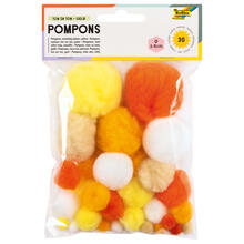 Pompons, 30 Stck., Ton in Ton Mix, Gelb