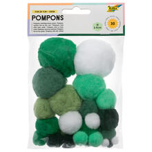 Pompons, 30 Stck., Ton in Ton Mix, Grn