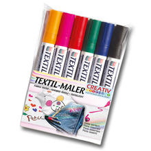 Textilmaler, 6 Farbstifte in 6 Farben, sortiert