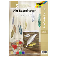 Alu-Bastelkarton Mix, DIN A4, 300g/qm, 5 Bogen sortiert