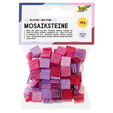 NEU Kunstharz Mosaiksteine Glitter-Mix, 45g, 10x10mm, 190 Stck, Pink