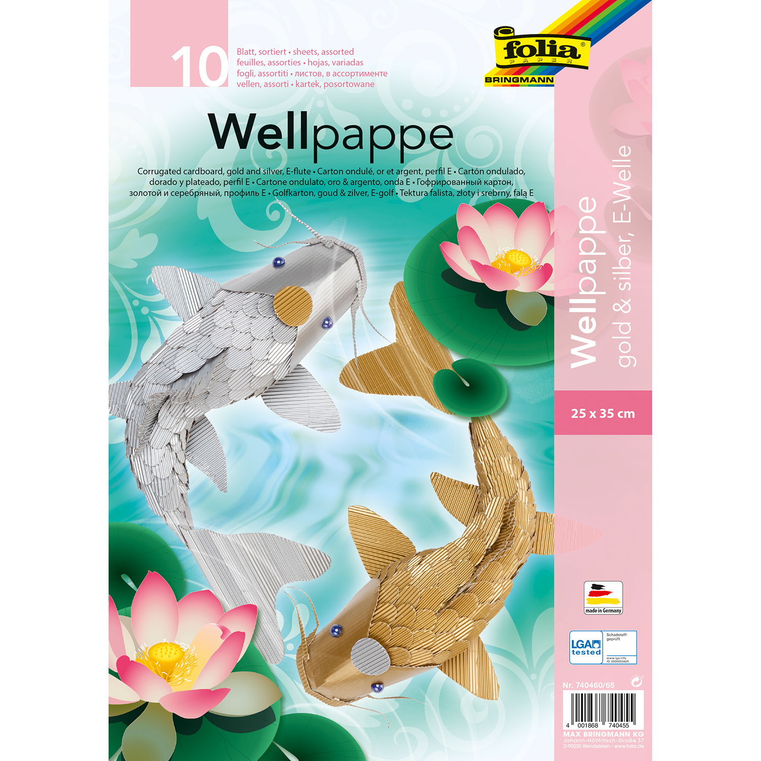 NEU Wellpappe Sortiment Gold & Silber, 10 Bogen, 25 x 35 cm