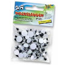 Wackelaugen mit Wimpern, 100 Stk., wei