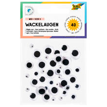 Wackelaugen Mix klein, selbstklebend, 40 Stck, 5-12mm sortiert
