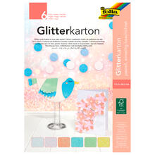Glitterkarton-Block Pastell, 17,4x24,5cm, 300g/m, 6 Blatt sortiert