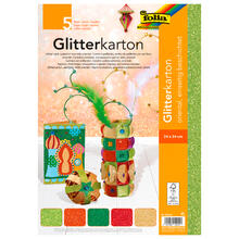 Glitterkarton Set Oriental, 300g/qm, 24x34cm, 5 Blatt sortiert