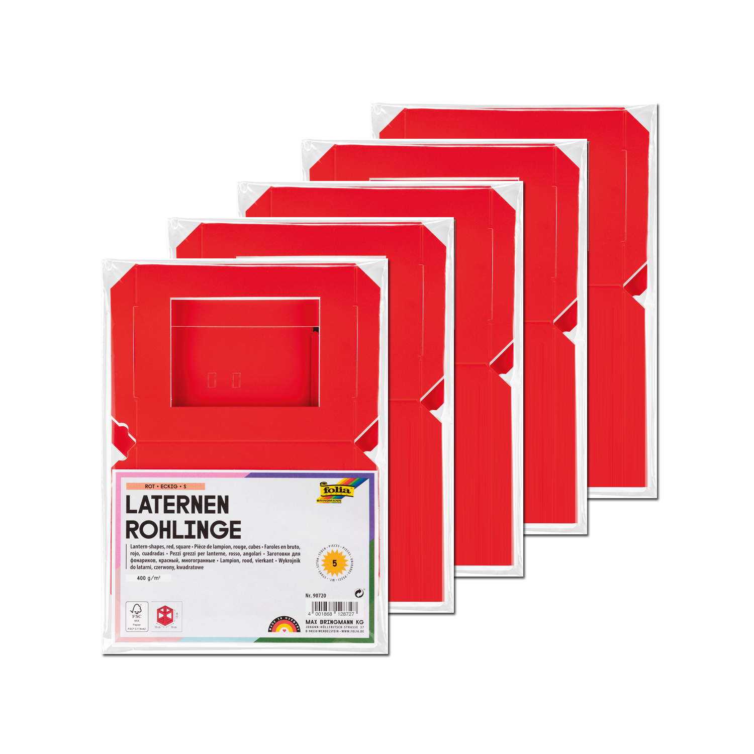 NEU Minilaternen Rohlinge zum Stecken, 400g/m�, 10x10x12cm, 5 St�ck, Rot