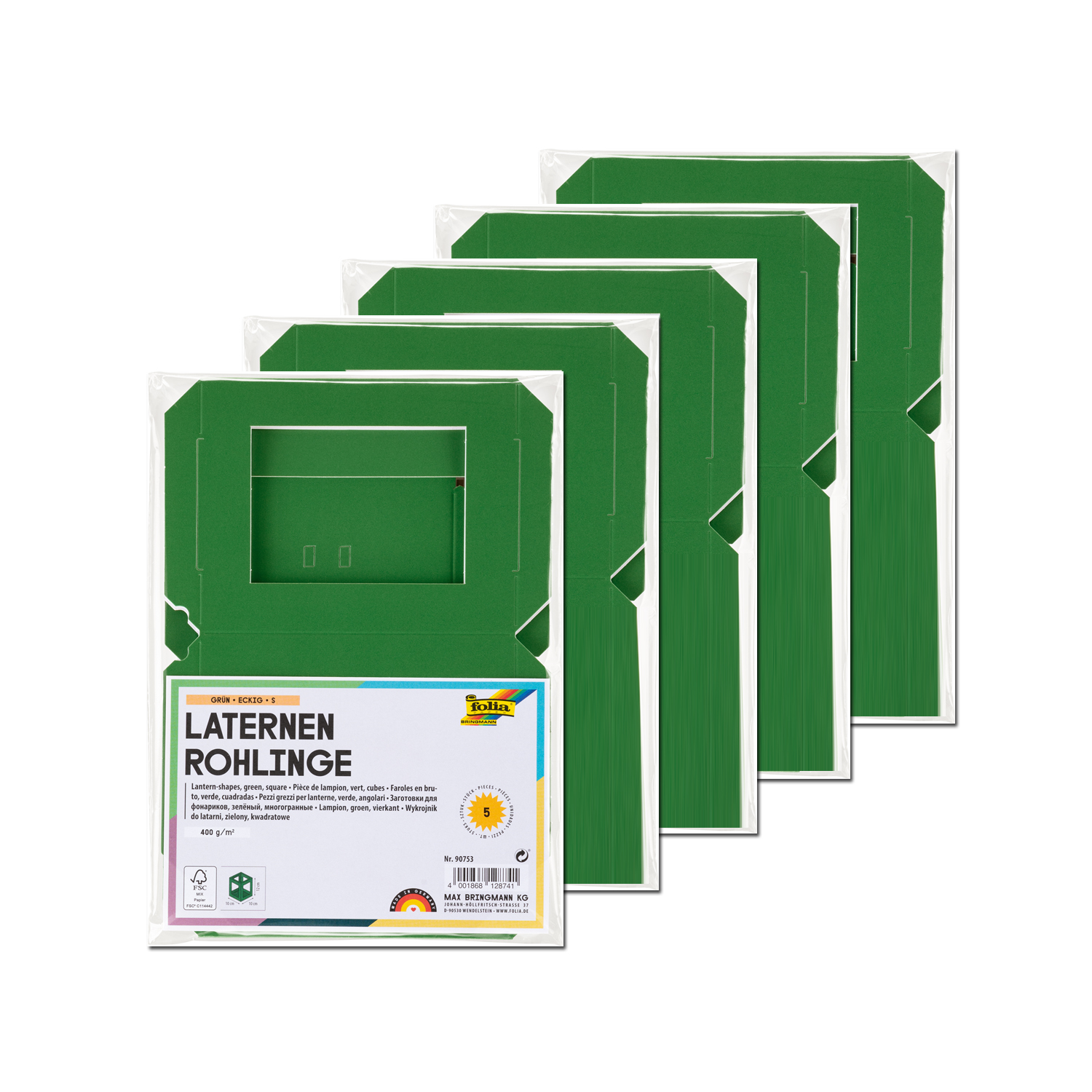 NEU Minilaternen Rohlinge zum Stecken, 400g/m�, 10x10x12cm, 5 St�ck, Gr�n