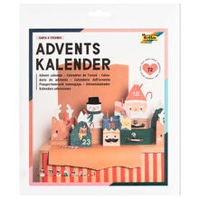 Adventskalender Santa & Friends, 72 Teile inkl. 24 Beutel, Holzklammern & Sticker