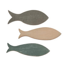 SALE Holz- Fisch, 6 Stück, 6,3 x 2,4 x 0,3cm