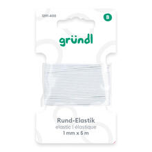 Rundelastic-Band, 1 mm breit, 5 m lang, wei