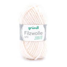 Filzwolle Uni, 100% Schurwolle, Oeko-Tex-Standard, 50g, 50m, Farbe 01, Wei