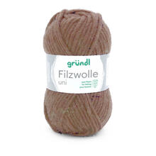SALE Filzwolle Uni, 100% Schurwolle, Oeko-Tex-Standard, 50g, 50m, Farbe 52, Mocca