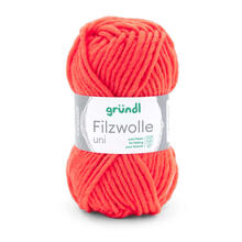 SALE Filzwolle Uni, 100% Schurwolle, Oeko-Tex-Standard, 50g, 50m, Farbe 61, Orange
