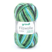 Filzwolle Color, 100% Schurwolle, Oeko-Tex-Standard, 50g, 50m, Farbe 41, Schwarz Grn Multi