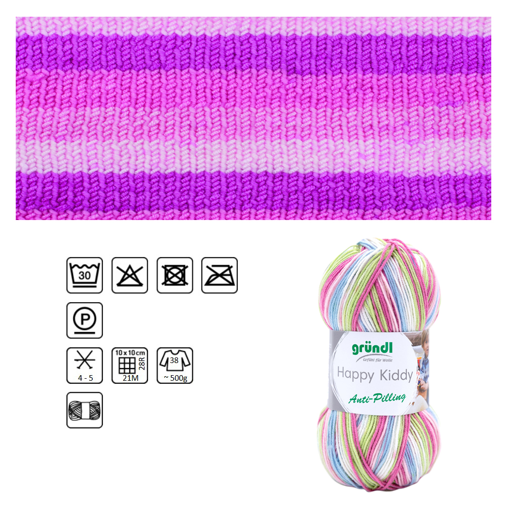 SALE Strickgarn Happy Kiddy, Oeko-Tex-Standard 100, 100% Polyacryl, 100g, 250m, Farbe 04, Strawberry