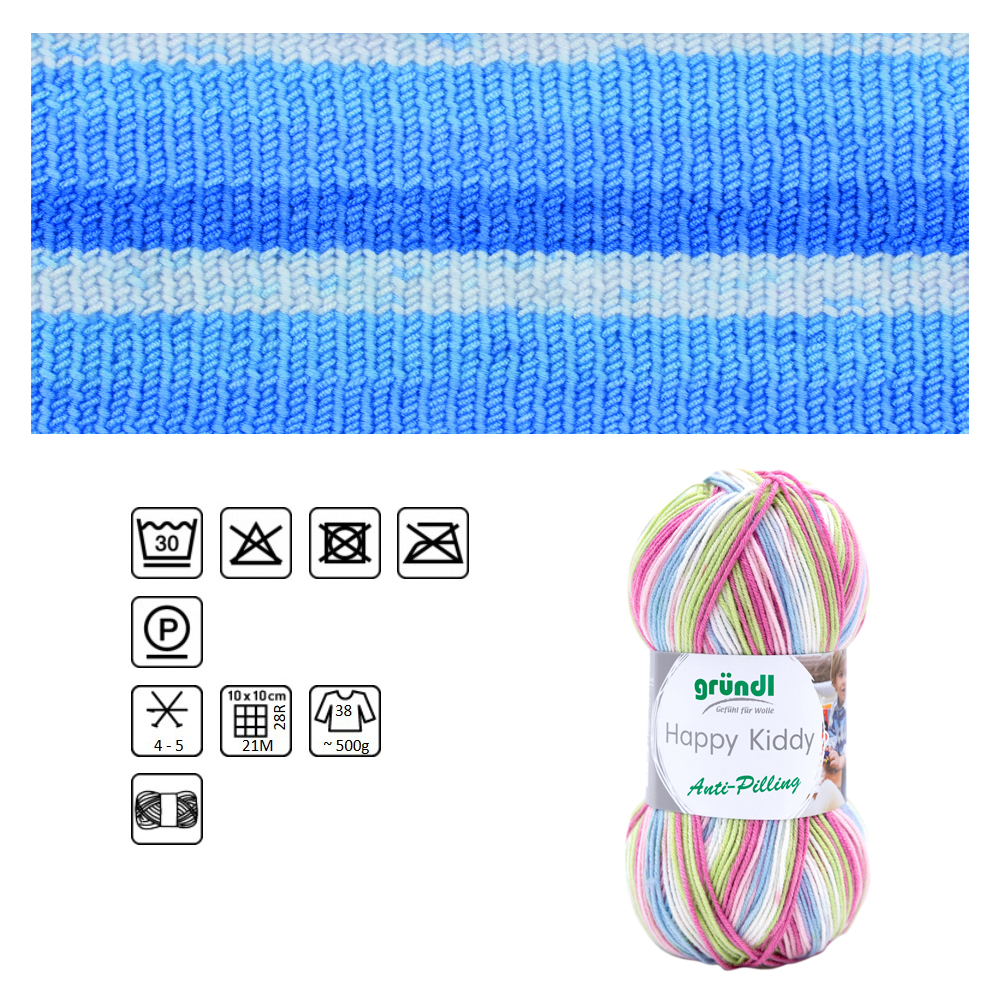 Strickgarn Happy Kiddy, Oeko-Tex-Standard 100, 100% Polyacryl, 100g, 250m, Farbe 05, Sky