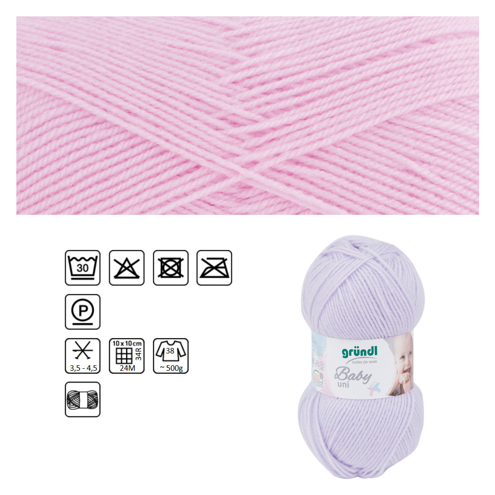 Strickgarn Baby uni, Oeko-Tex Standard, 50g, 150m, Farbe 07, rosa