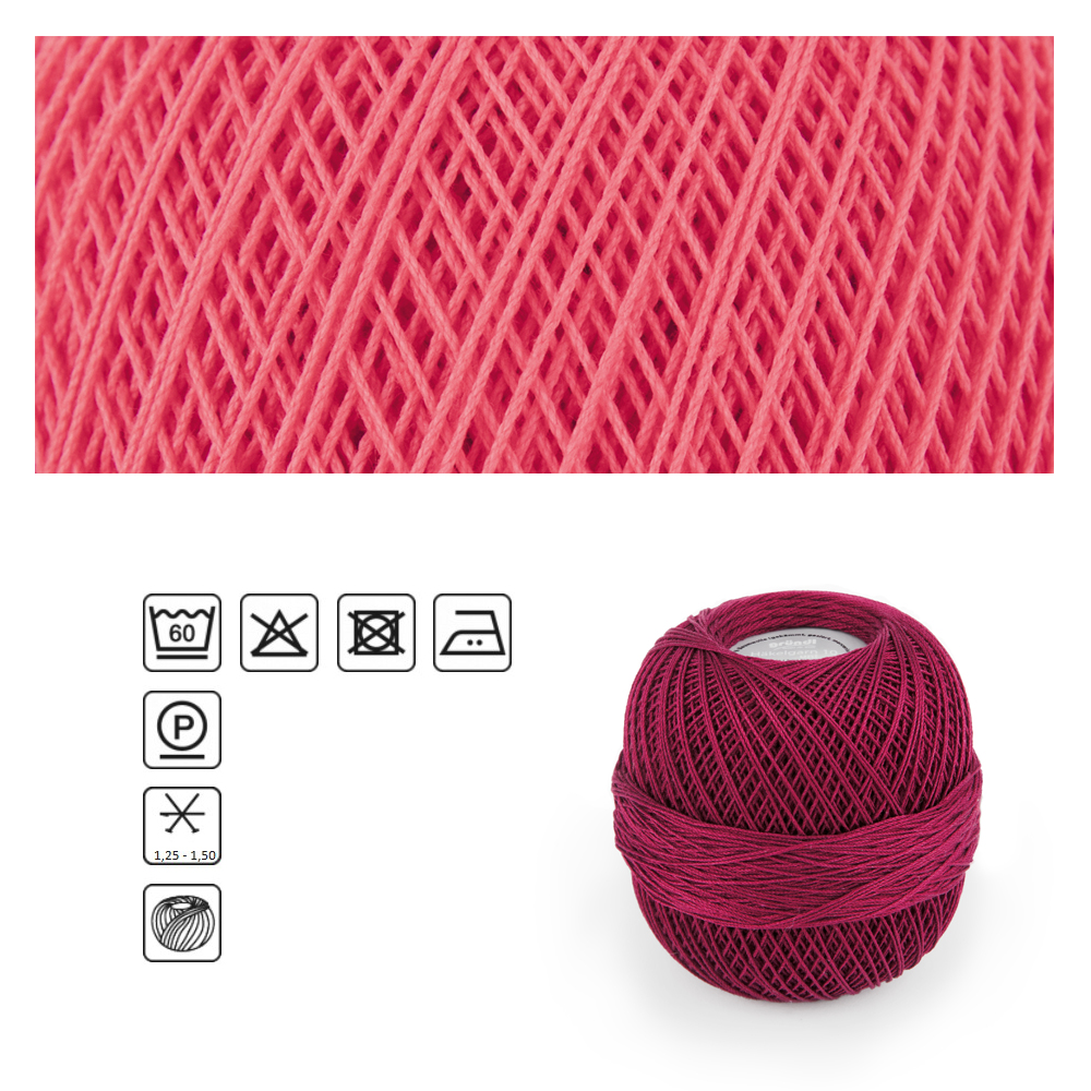 Hkel-und Strickgarn 10, 100% Baumwolle, Oeko-Tex-Standard, 50g, 280m, Farbe 08, Erdbeerrot