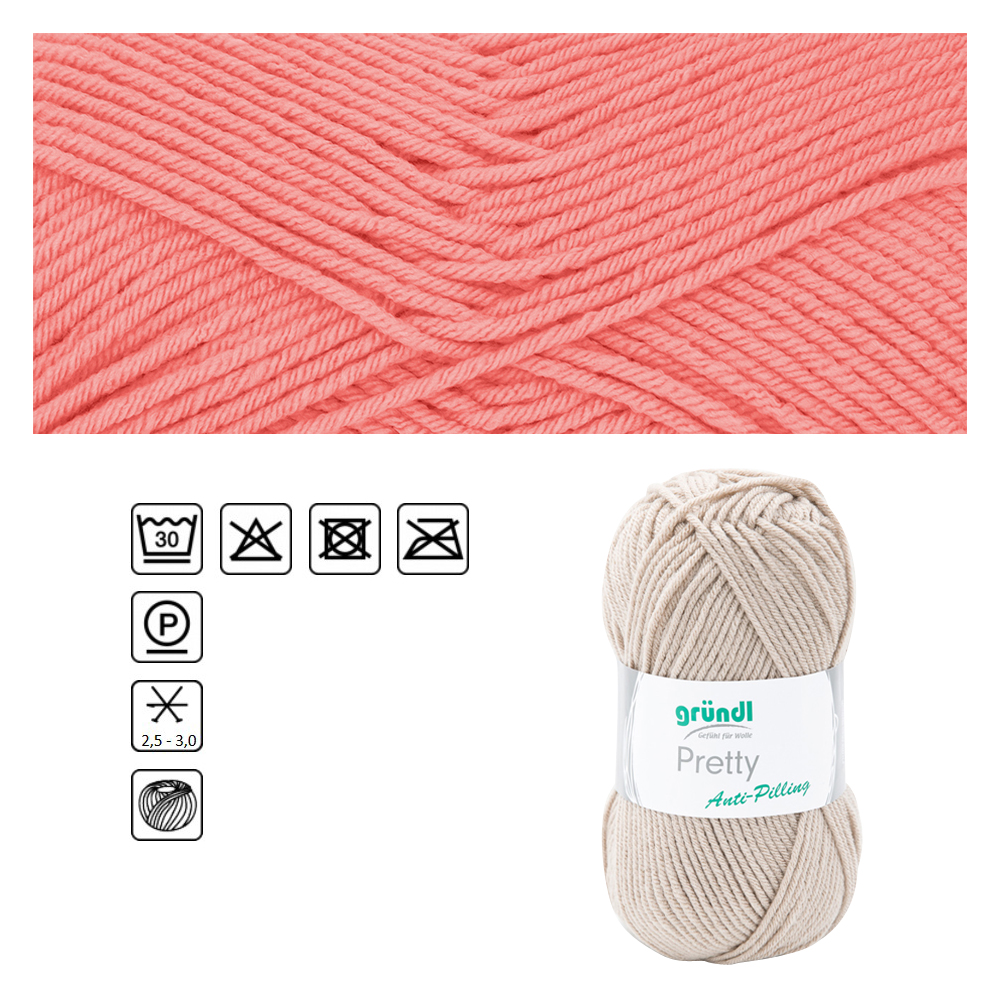 Strickgarn Pretty, 100% Polyacryl, Oeko-Tex Standard, 100g, 166m, Farbe 03, Korall