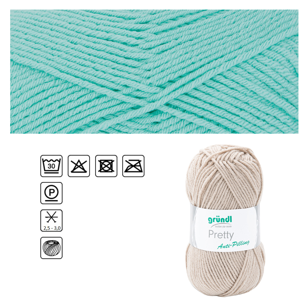 SALE Strickgarn Pretty, 100% Polyacryl, Oeko-Tex Standard, 100g, 166m, Farbe 07, Mint