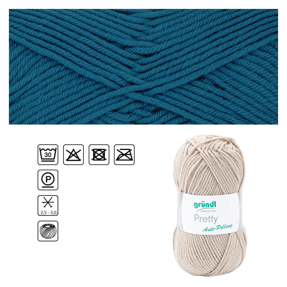 Strickgarn Pretty, 100% Polyacryl, Oeko-Tex Standard, 100g, 166m, Farbe 10, Petrol