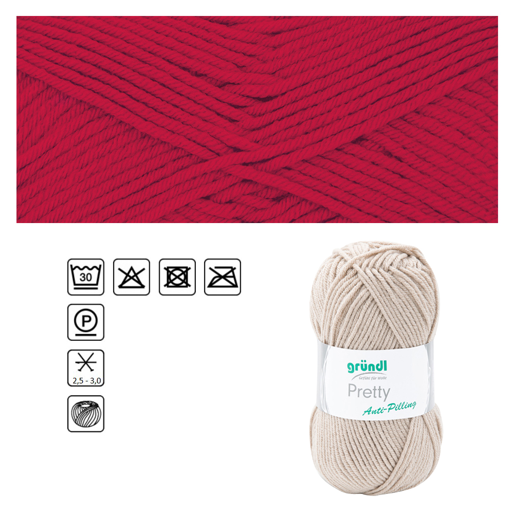 Strickgarn Pretty, 100% Polyacryl, Oeko-Tex Standard, 100g, 166m, Farbe 12, Rot