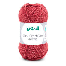 Strickgarn Lisa Jeans, 100% Polyacryl, Oeko-Tex Standard, 50g, 133m, Farbe 03, orientrot meliert