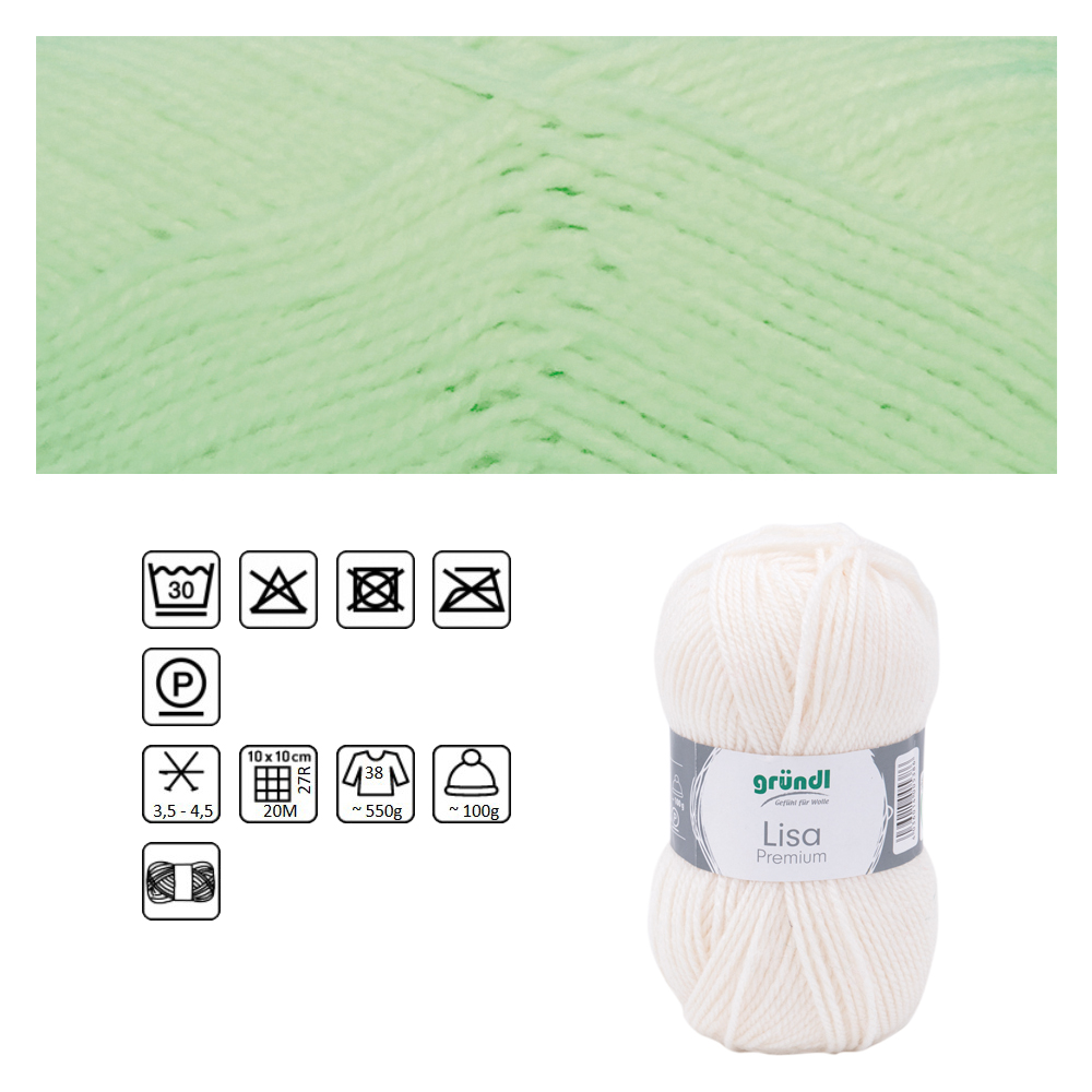 Strickgarn Lisa, 100% Polyacryl, Oeko-Tex Standard, 50g, 150m, Farbe 06, helles Neongrün