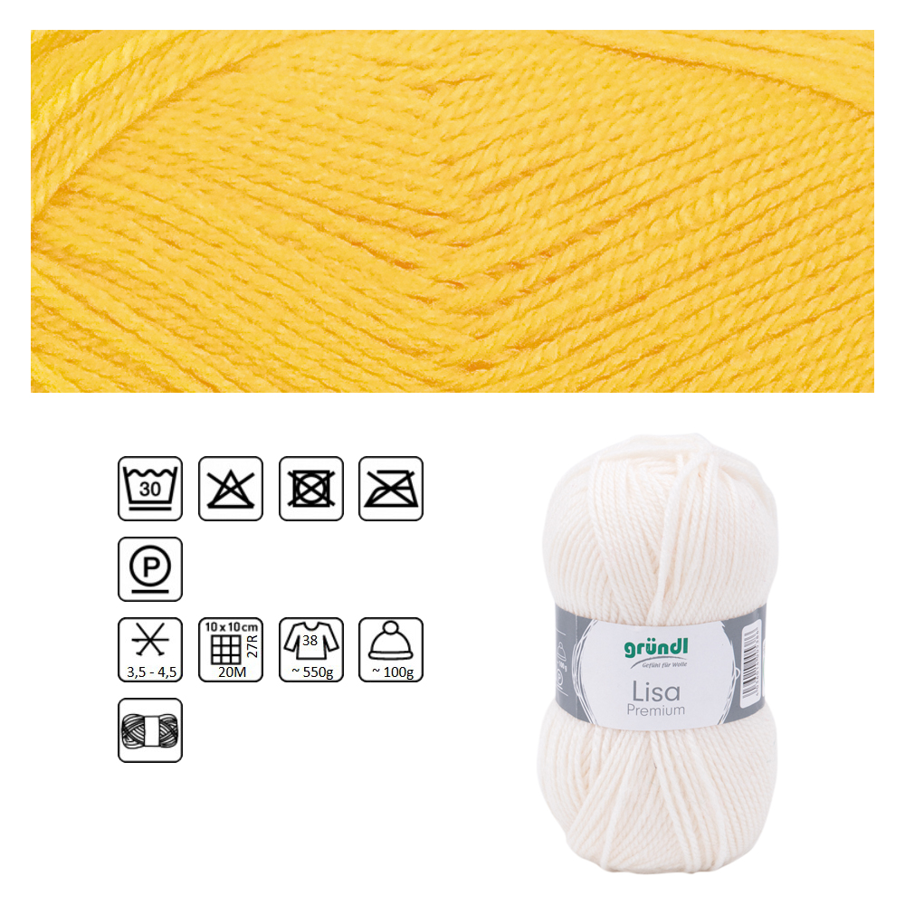 Strickgarn Lisa, 100% Polyacryl, Oeko-Tex Standard, 50g, 150m, Farbe 10, Sonnengelb