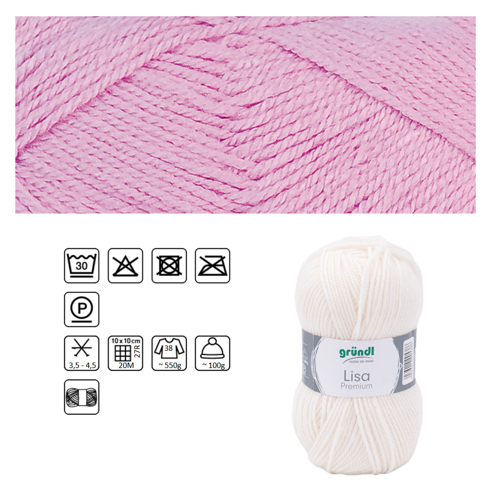 Strickgarn Lisa, 100% Polyacryl, Oeko-Tex Standard, 50g, 150m, Farbe 31, Rosa