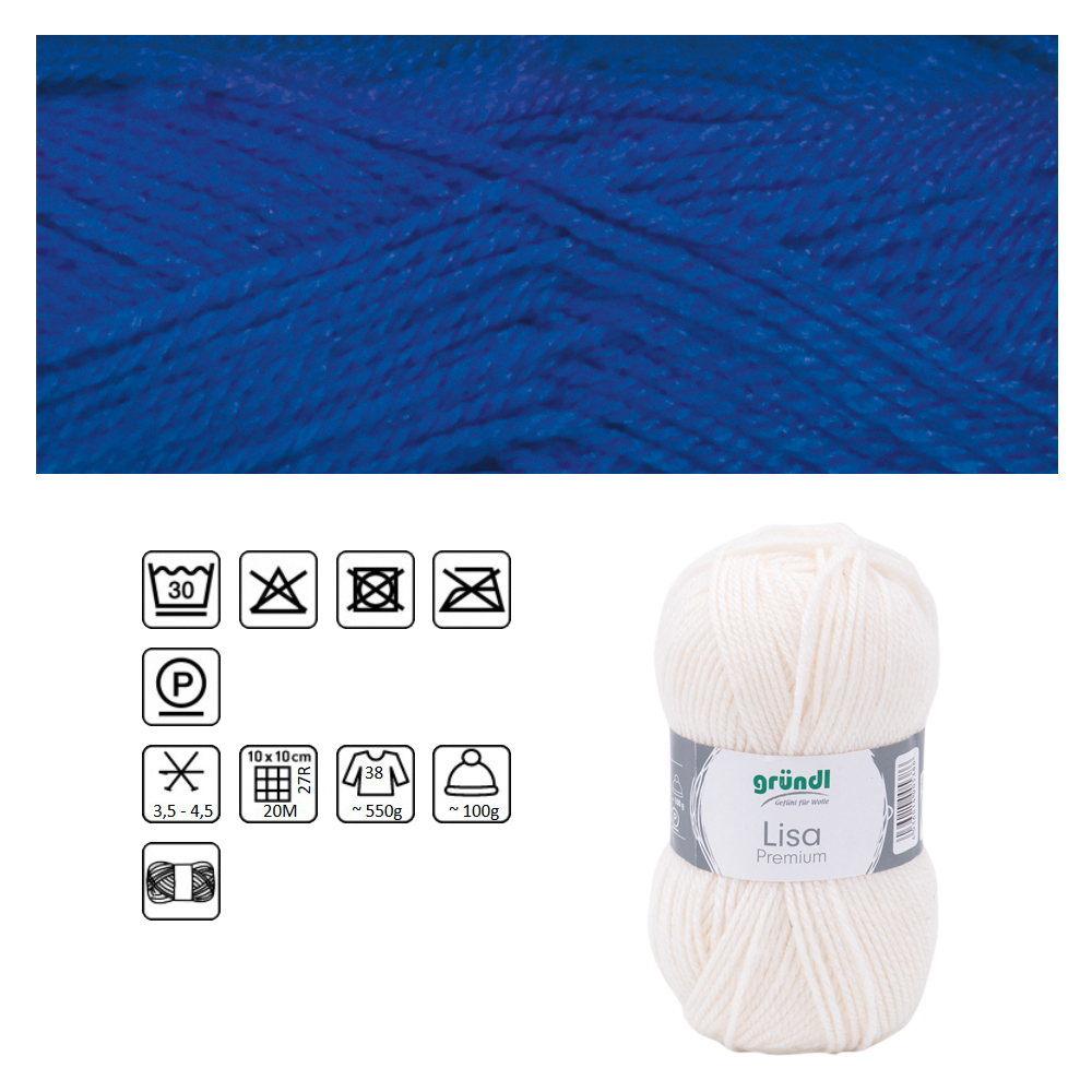 Strickgarn Lisa, 100% Polyacryl, Oeko-Tex Standard, 50g, 150m, Farbe 35, Royalblau
