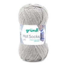 Strumpfwolle Hot Socks uni 50, 75% Schurwolle, 25% Polyamid, Oeko-Tex Standard, 50g, 210m, Farbe 02, grau