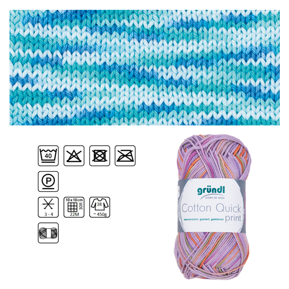 Cotton Quick print, 100% Baumwolle, Oeko-Tex-Standard, 50g, 125m, Farbe 183, Aqua Multicolor