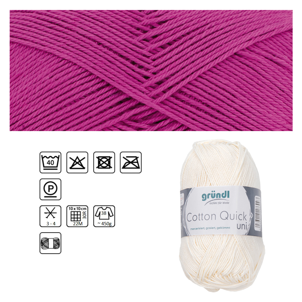 Cotton Quick uni, 100% Baumwolle, Oeko-Tex-Standard, 50g, 125m, Farbe 108, Orchidee