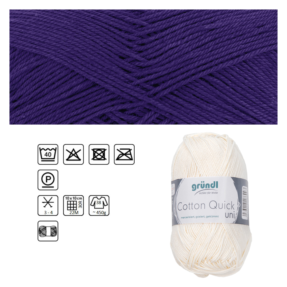 Cotton Quick uni, 100% Baumwolle, Oeko-Tex-Standard, 50g, 125m, Farbe 109, Pflaume