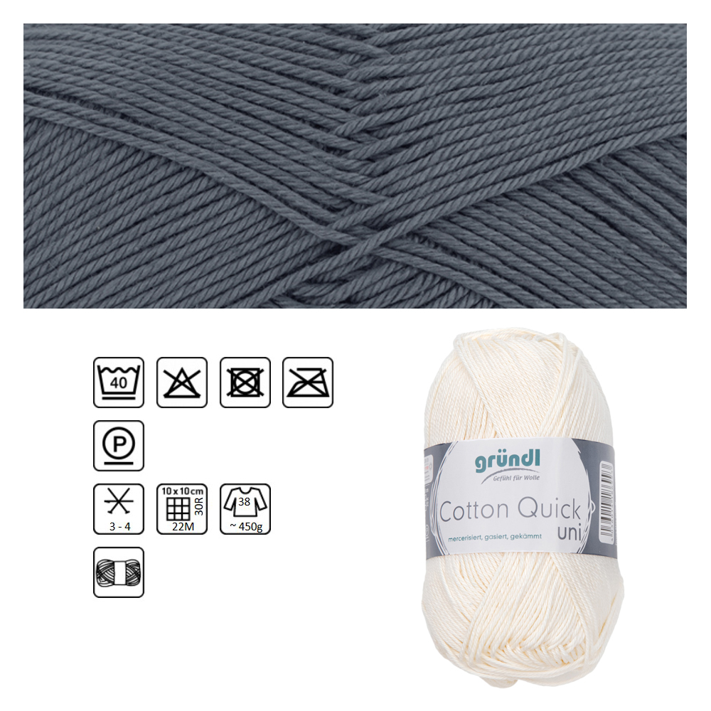 Cotton Quick uni, 100% Baumwolle, Oeko-Tex-Standard, 50g, 125m, Farbe 110, Mausgrau