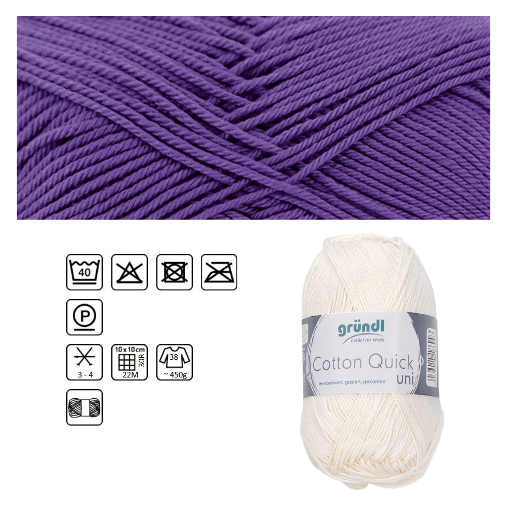 Cotton Quick uni, 100% Baumwolle, Oeko-Tex-Standard, 50g, 125m, Farbe 130, Violett