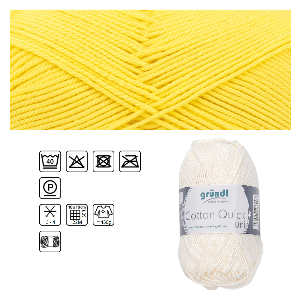 Cotton Quick uni, 100% Baumwolle, Oeko-Tex-Standard, 50g, 125m, Farbe 131, Gelb
