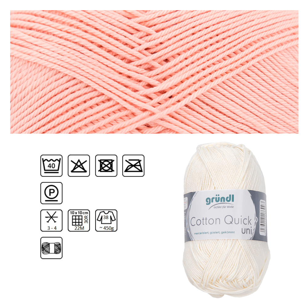 Cotton Quick uni, 100% Baumwolle, Oeko-Tex-Standard, 50g, 125m, Farbe 134, Apricot
