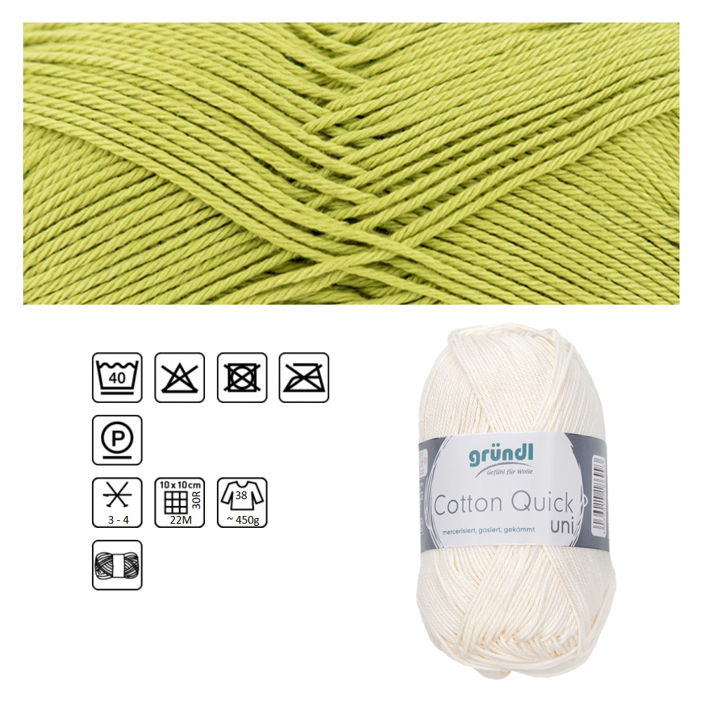 Cotton Quick uni, 100% Baumwolle, Oeko-Tex-Standard, 50g, 125m, Farbe 140, Hellolive