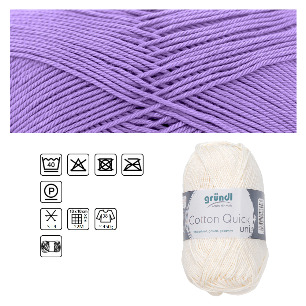 Cotton Quick uni, 100% Baumwolle, Oeko-Tex-Standard, 50g, 125m, Farbe 142, Lavendel