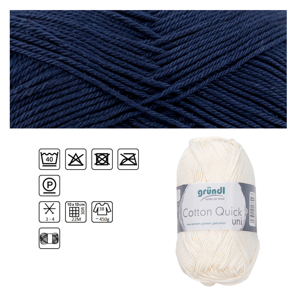 Cotton Quick uni, 100% Baumwolle, Oeko-Tex-Standard, 50g, 125m, Farbe 145, Dunkelblau
