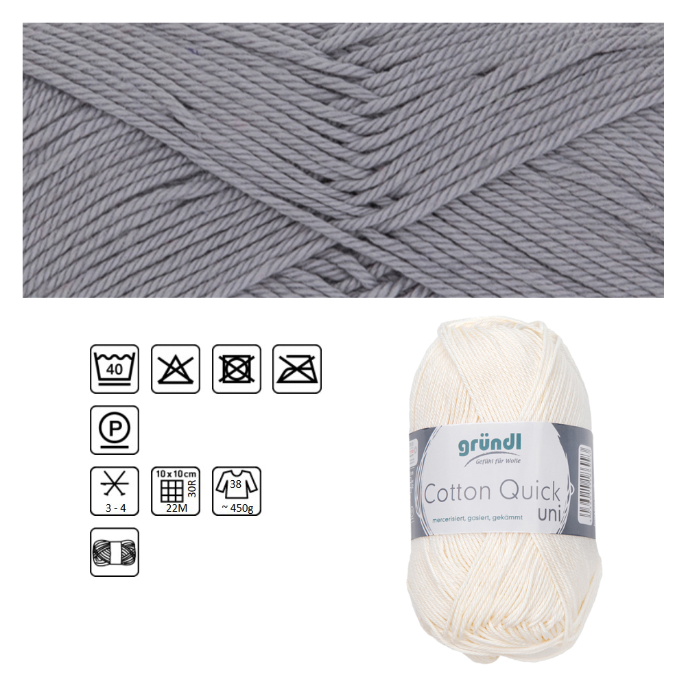 Cotton Quick uni, 100% Baumwolle, Oeko-Tex-Standard, 50g, 125m, Farbe 70, Silbergrau
