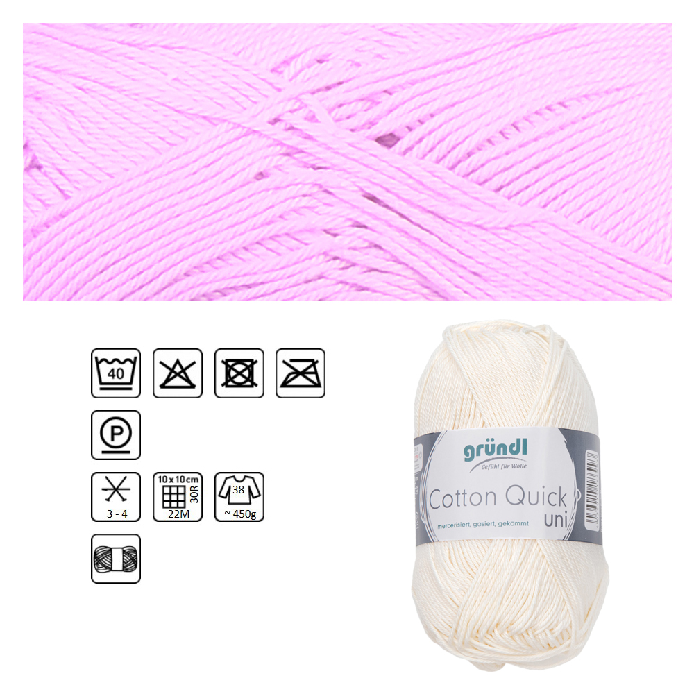 Cotton Quick uni, 100% Baumwolle, Oeko-Tex-Standard, 50g, 125m, Farbe 94, Rosa
