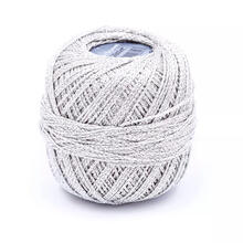Hkel- und Strickgarn Glitter uni, 90,5 % Viskose und 9,5 % Polyester, 25g, 110m, Farbe 8202, Silber