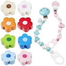 SALE Holzperlen Blümchen 16x15,5x8 mm, farbig lackiert / Ideal für Schnullerketten - Verschiedene Farben