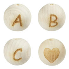 SALE Buchstaben Kugeln aus Holz, 12 mm Durchmesser - Ideal für Schnullerketten